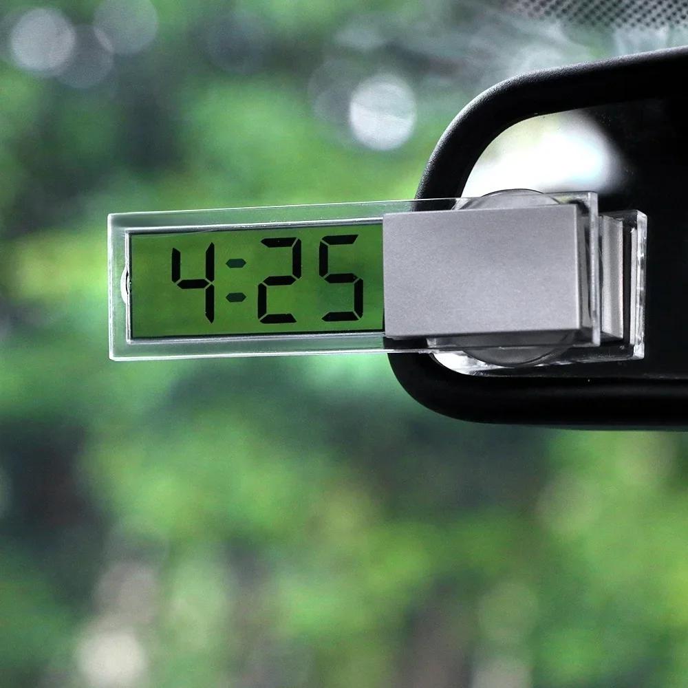 1 st Bil LED-display Elektronisk Digital Klocka Mini Sugkopp Fönstermätare Klocka Timer Auto Interiör Ornament Biltillbehör
