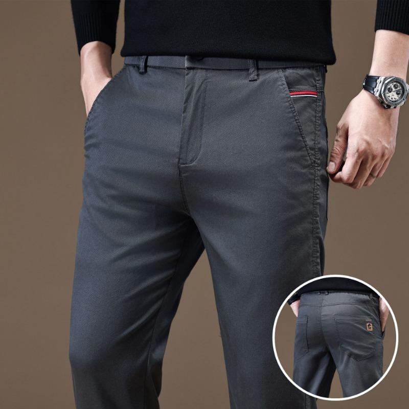 

New Autumn Casual Pants Men s Loose Straight Blue Thin Elastic Waist Business Pants 28 серый