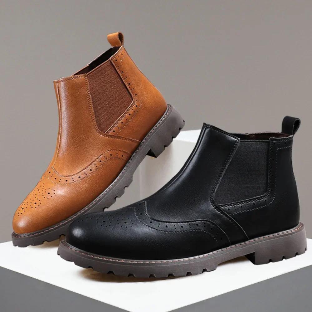 Men Winter Boots Ankle Leather Comfortable Wear For Daily Use Durable Material With Good Quality Stylish Design Suitable For Various Occasions