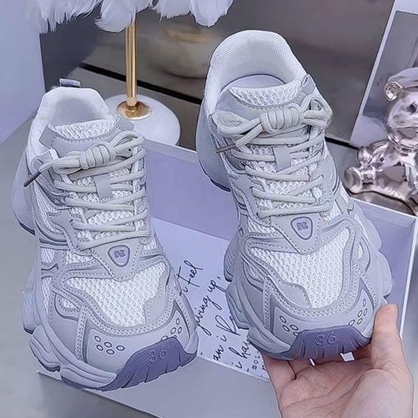 2025 Spring and Summer Breathable Dad Shoes New Fashion Versatile Mesh Thick Sole Heightening Casual Sports Shoes Women's Shoes