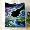 Magical Starry Sky with Deer by a River. Flannel Blanket for Bedroom, Living Room, Sofa, and Nap Sofas.