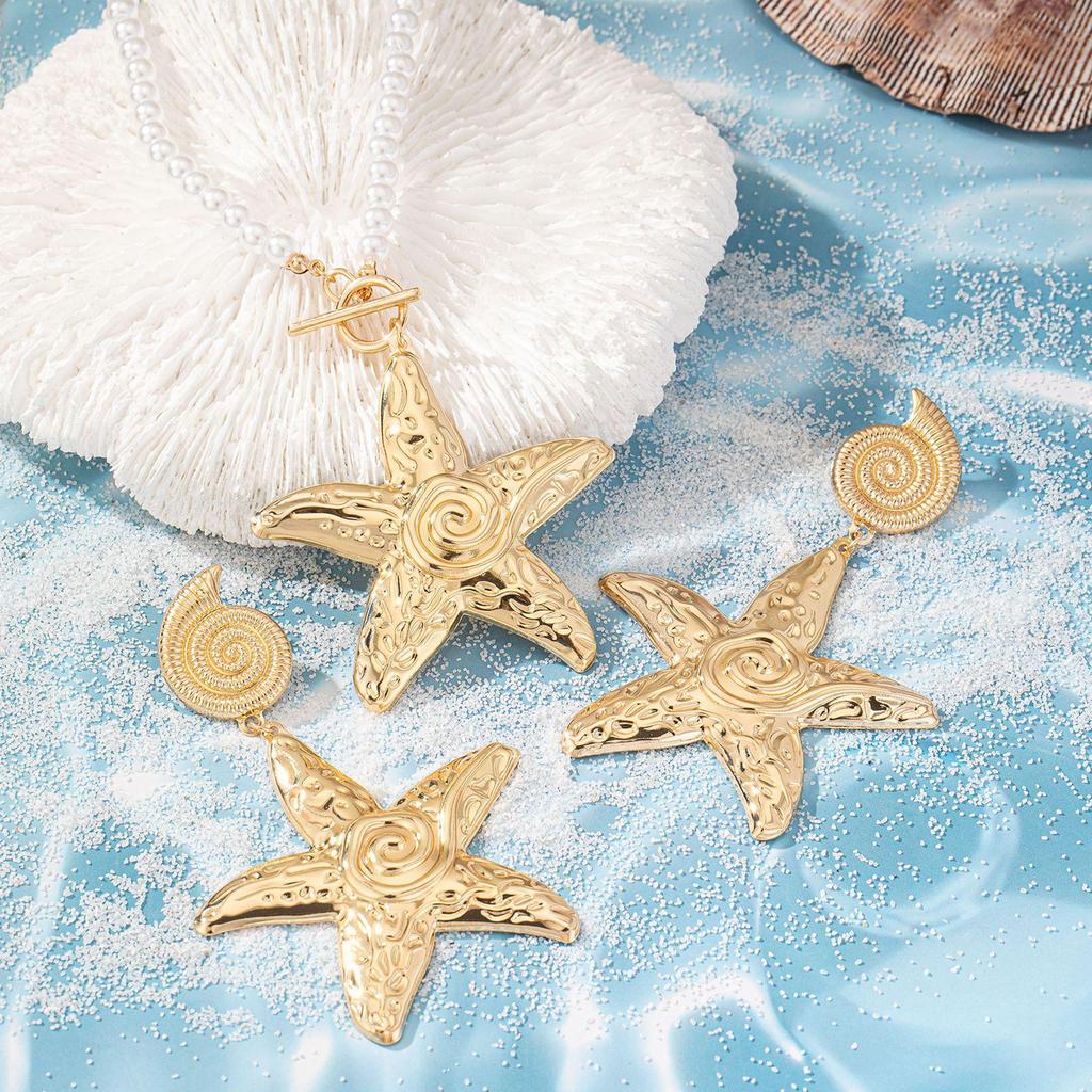 Starfish & Seashell Pearl Jewelry Set: High-End Korean Style Necklace & Earrings