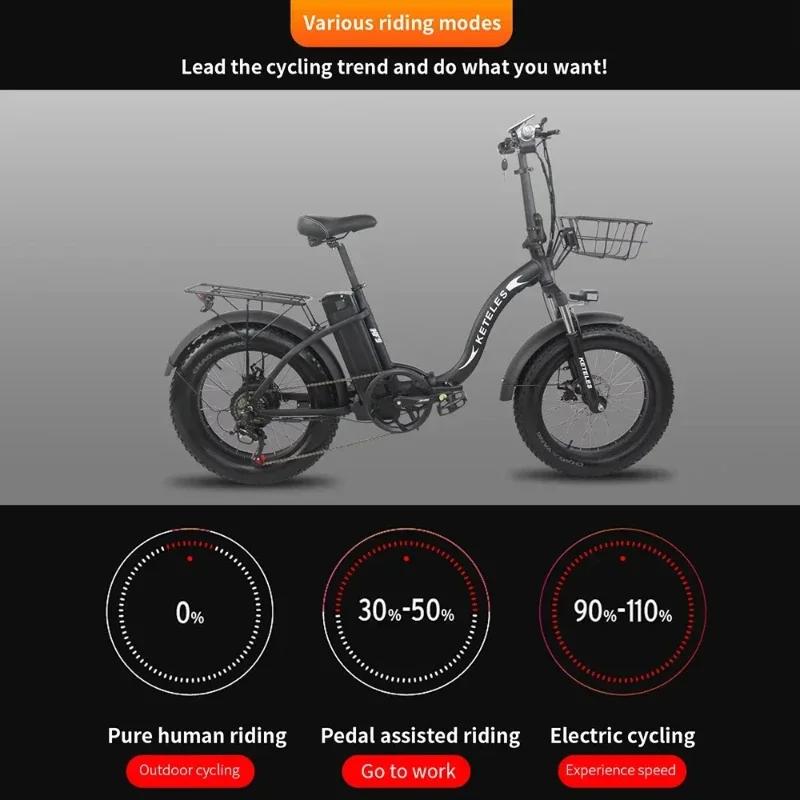 KETELES KF9 Elektrofahrrad 1000W Doppelmotor 48V35AH Lithiumbatterie Faltbares Elektrofahrrad für Erwachsene 20*4.0-Zoll Fat Tire Schnee E-Bike