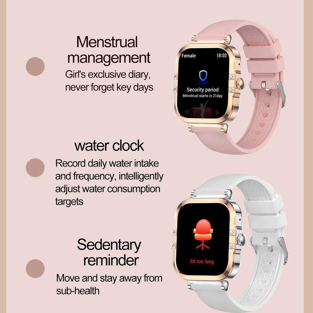 Rose Golden Smart Watch Ultra Thin Luxury Smartwatch Bluetooth Call Custom Dial Health Monitor Fitness Wristwatch for Ladies