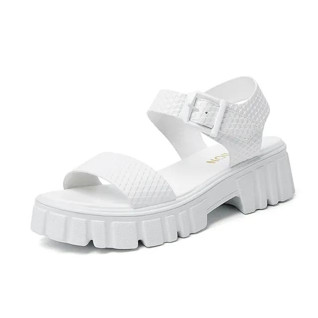 

Женские сандалии, 2024 г., женская обувь, летние женские повседневные сандалии в стиле «рыбий рот» с одной линией и пряжкой, на толстой подошве 41 белый