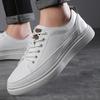 Men's Board Shoes Men's Season Lace-up Round Head Casual Shoes Trendy Versatile White Shoes