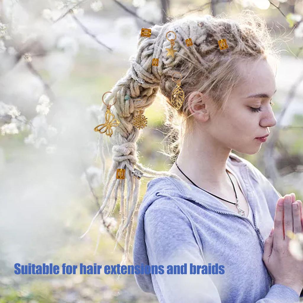 300pcs Dreadlocks Jewelry DIY Braids Accessories Hair Beader Gold Silver Thread Hair Pendants