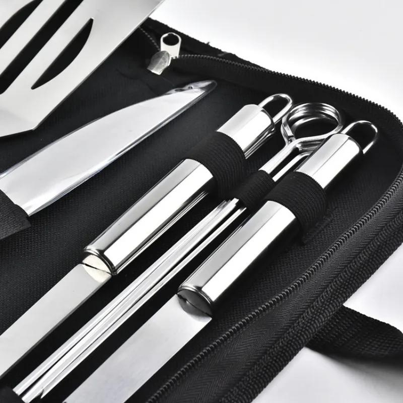 Tragbares Grillwerkzeug-Set für den Außenbereich, Grillset, Grillset, Spatel, Clip, Spieß mit Stoffbeutel zur Aufbewahrung, Grillwerkzeuge