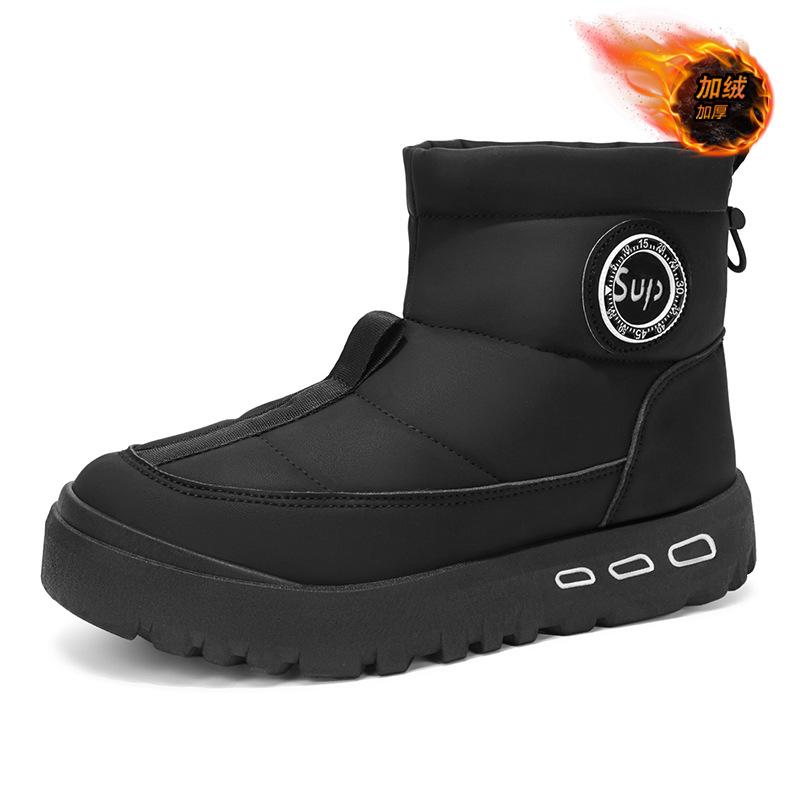Snow boots winter piled thickened warm cotton shoes outdoor cold-proof thick-soled black high-top cotton boots