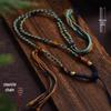 Tibetan Dzi Bead Pendant Necklace with Hand-Woven Cotton Thread Rope