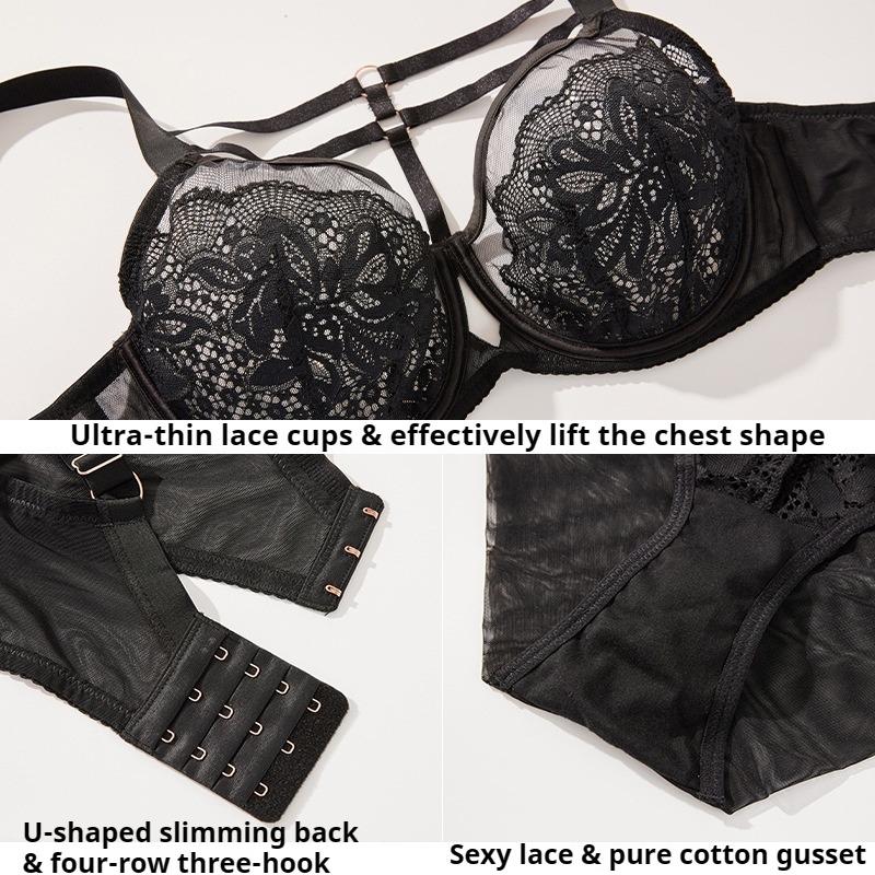 Thin Plus Size Fat  Women's Underwear Big Chest Small Set Bra Breast with Full Cup Bra
