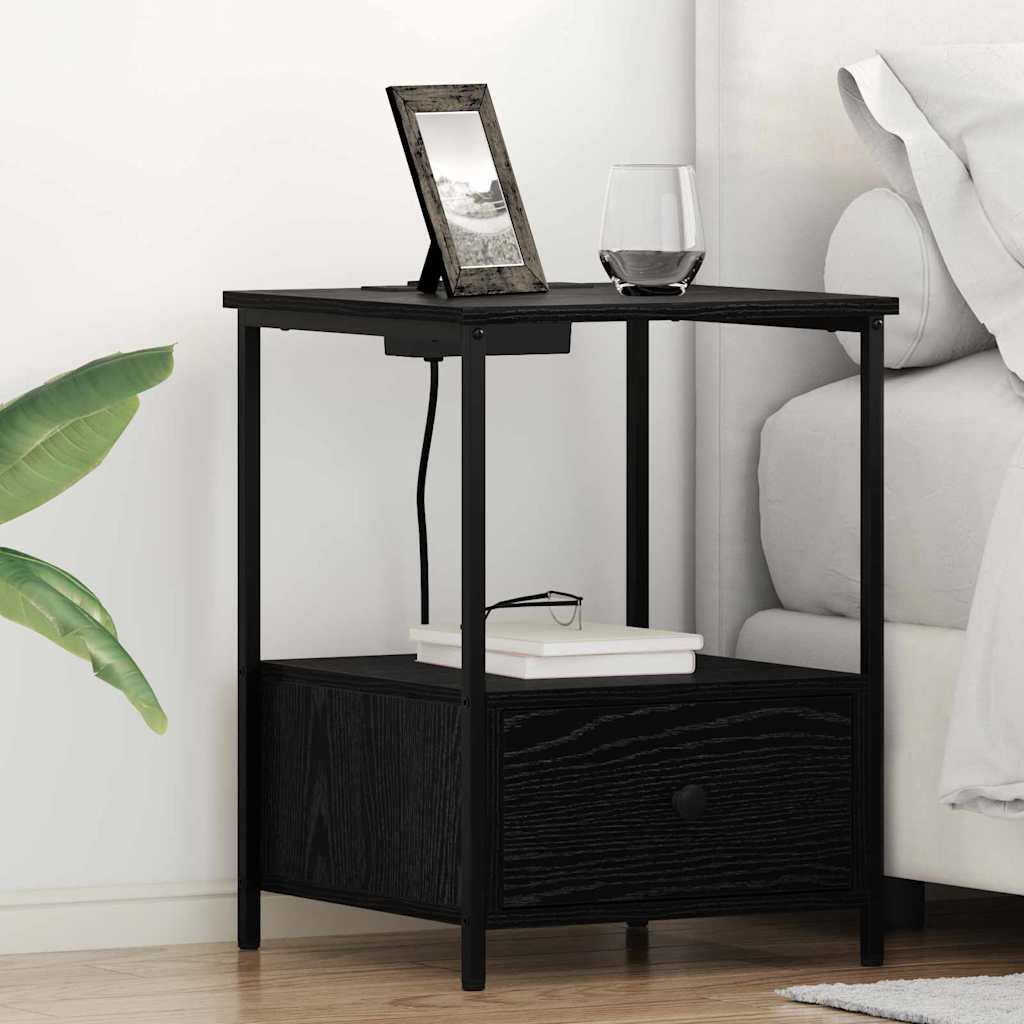 Nightstand Black Oak Look 42 x 41 x 56 cm Engineered Wood