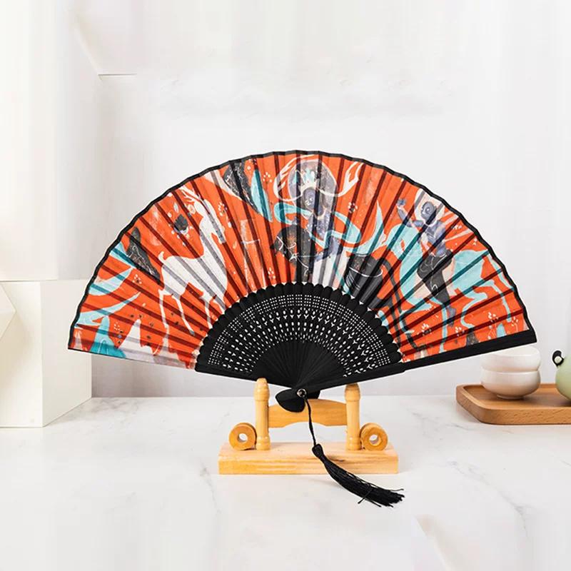 Dunhuang Cultural and Creative Fan Nuevedeer Folding Fan Chinese Style Ancient Style Han Chinese Clothing Summer Gift Female Tourist Souvenir Men