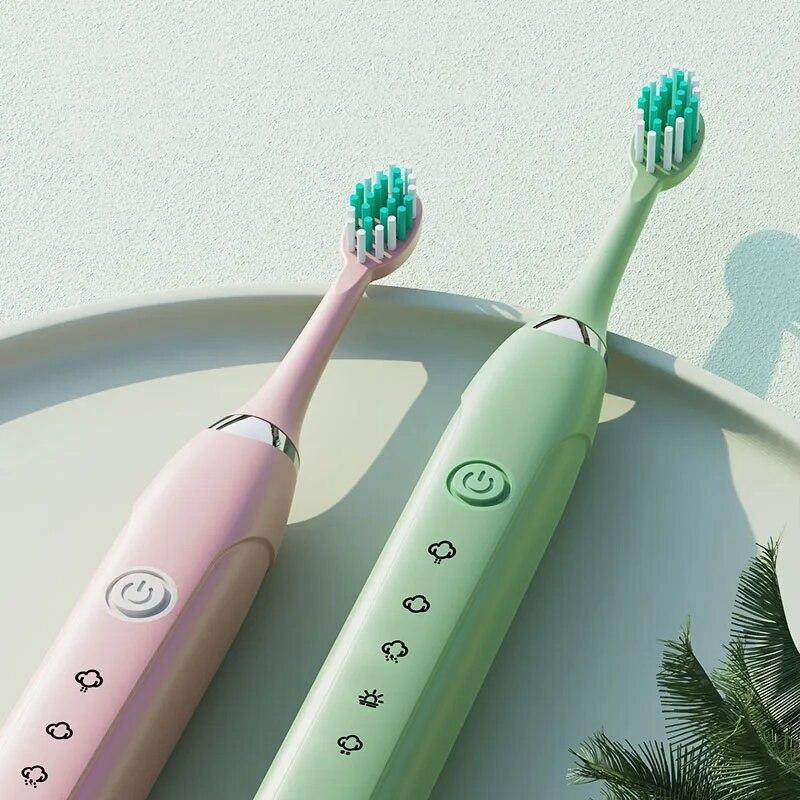 

Sonic Electric Toothbrush Rechargeable Soft Hair Cleaning Brush For Adult Waterproof Ultrasonic Automatic Tooth Brush 4 Heads