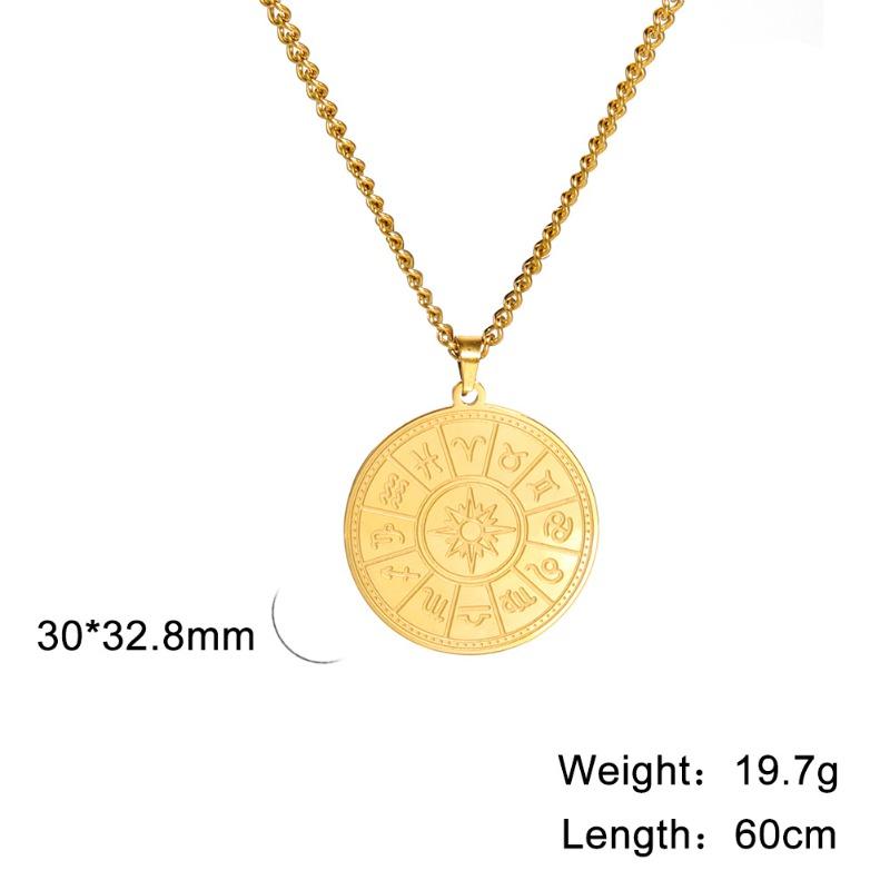 

Stainless steel punk style men s necklace - corrosion resistant, non-tarnishing zodiac sign pendant золотой