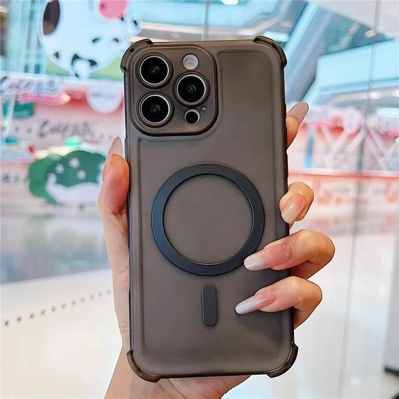 Airbag Soft Silicone Wireless Charging Shockproof Case For XIAOMI Redmi 15 4G 5G Translucent Magnetic Cover Phone Bumper Shell