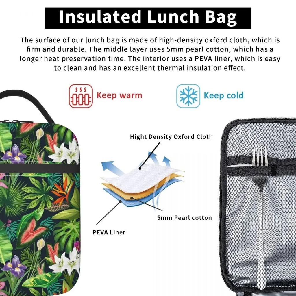 Tropical Floral Lunch Bag For Child Bohemian Paradise Lunch Box School Portable Thermal Lunch Bags Oxford Designer Cooler Bag