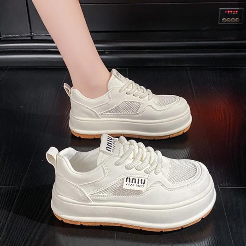 Women's White Shoes Autumn New Korean Version Student Thick Sole Breath Comfort Board Shoes Lace Up Casual ladies Sports Shoes
