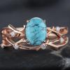 Rose Gold and Turquoise Intertwined Branches Couple Ring