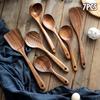 Natural Wood Kitchen Utensil Set  Eco-Friendly Cooking Tools Incl Skimmer Spoon Salad Scoop Non-Stick Rice Colander for Soup