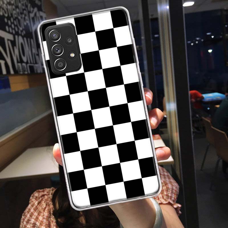 Retro Classic Chess Board Grid Phone Case for Samsung A54 A57 A37 A17 A14 A15 A12 A24 A34 A55 A35 A25 A52S A07 A05S A04S A22 A32