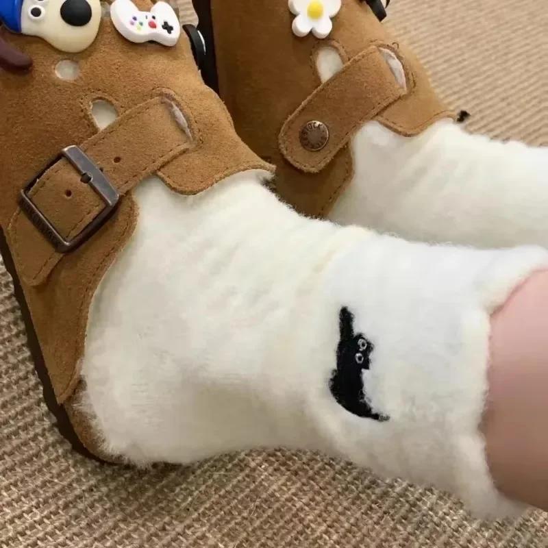 Autumn Winter Home Fluffy Socks Thickened Plush Warm Cute Cat Cozy Hairy Mink Velvet Floor Socks Soft Sleeping Socks
