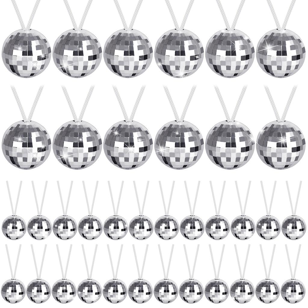 48 Pack Mirror Disco Ball Necklaces 70S Disco Party Necklaces