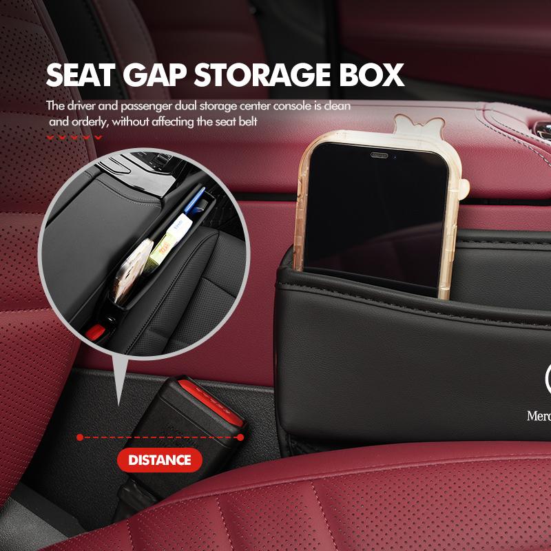 For Mercedes Benz Car Seat Gap Organizer Leather Storage Box Interior Accessories W211 W124 W176 W177 C180 C200 C260 C300 GLC