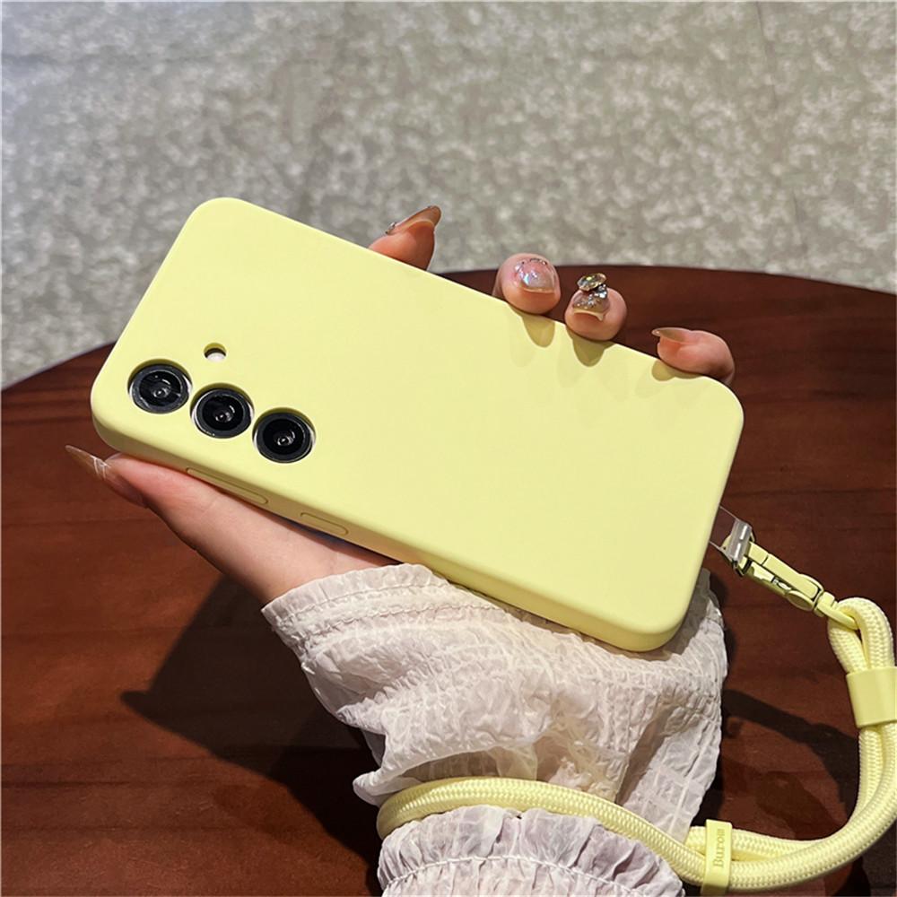 For Samsung Galaxy S25+ Case Precise Cutouts Liquid Silicone+PC Phone Cover with Wrist Strap