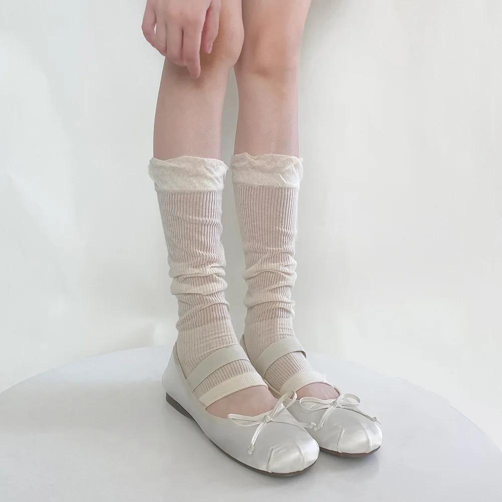 Leg Warmers Women Ballet Style Solid Color Long Socks Stockings Women Jk Lolita Girls Kawaii Ruffle Socks Foot Cover Leg Warmers