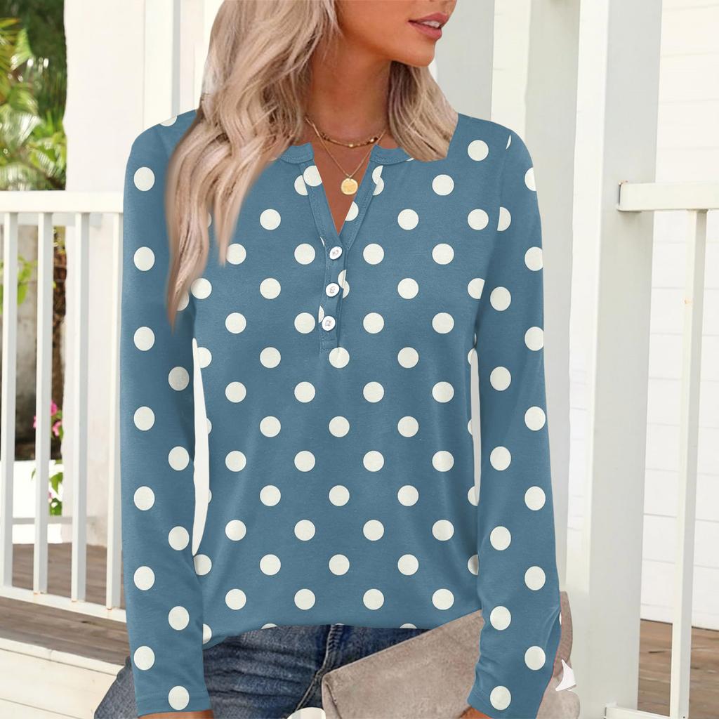 Women's Casual And Fashionable T-shirt, Vintage Geometric Print, Round Neck, Long Sleeves.