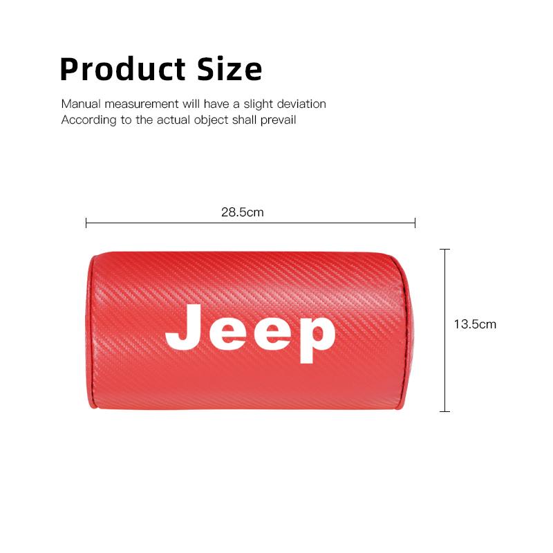 1Pcs Car Seat Headrest Carbon Leather Neck Pillow For Jeep Grand Cherokee Wrangler JK Gladiator Compass Renegade Wagoneer Recon ANQ1