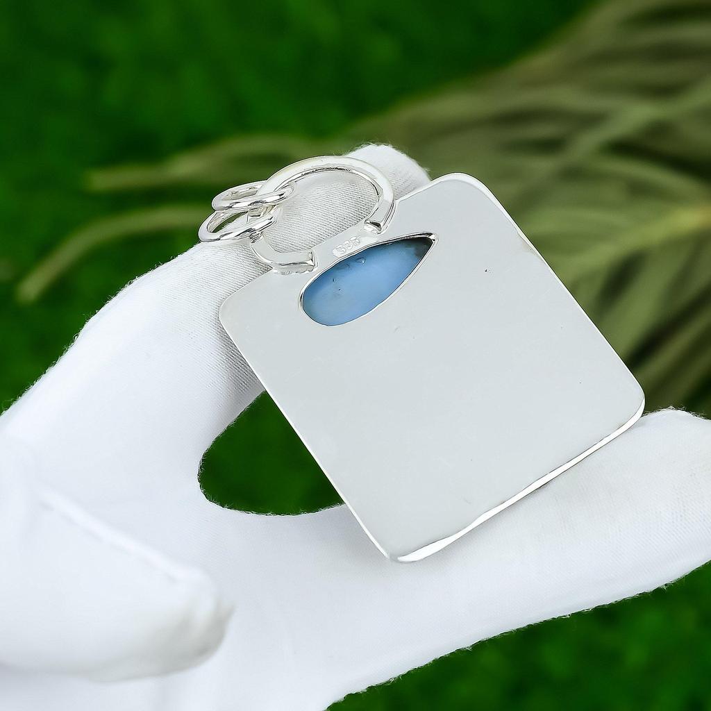 Sisters Day Sale Sterling Silver Pear Natural Owyhee Blue Opal Pendant Jewelry
