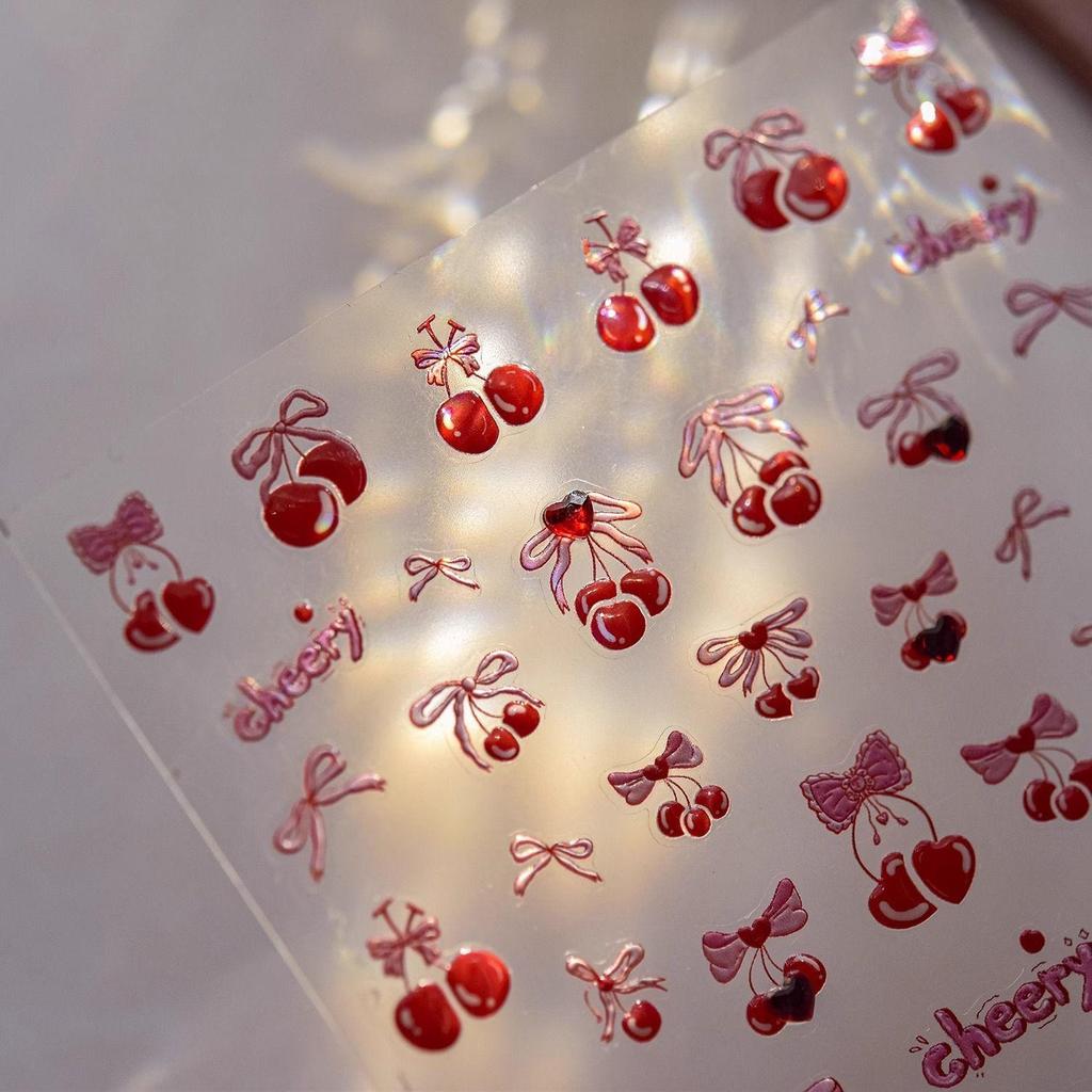 Neues Frucht Erdbeer Gelee Nageldesign Niedliche Aufkleber Liebling Kirsche Schleife Hase DIY Nageldekoration