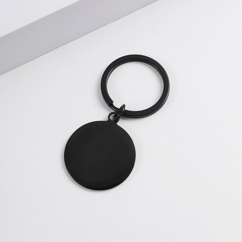 Laser-Printed Stainless Steel Round Keychain - Engravable Gift Item