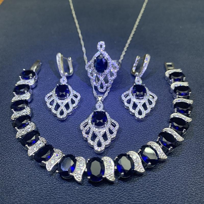 Pink Multi Colored Zircon Set Wedding Engagement Jewelry Four Piece Set Ladys Zircon Bracelet