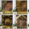 Country Sunflower Flowers Wooden House Cabin Print Waterproof Shower Curtain Hanging Curtain With Hooks Home Decoration Curtain