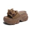 Fashion 7CM Heels Wedge Slides Sandals Female Summer Butterfly Knot Non Slip Beach Casual Outdoor Slippers Walking Chunky Shoes Woman