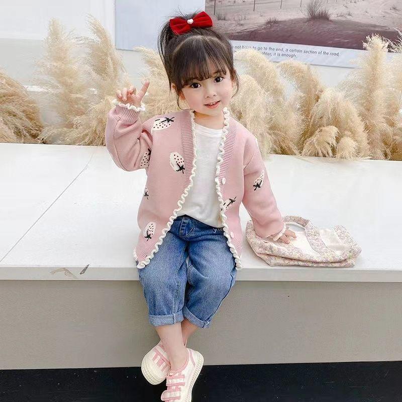 Girls' Knit Cardigan - New Autumn Style for Small To Medium Children, Fashionable Sweater Outerwear