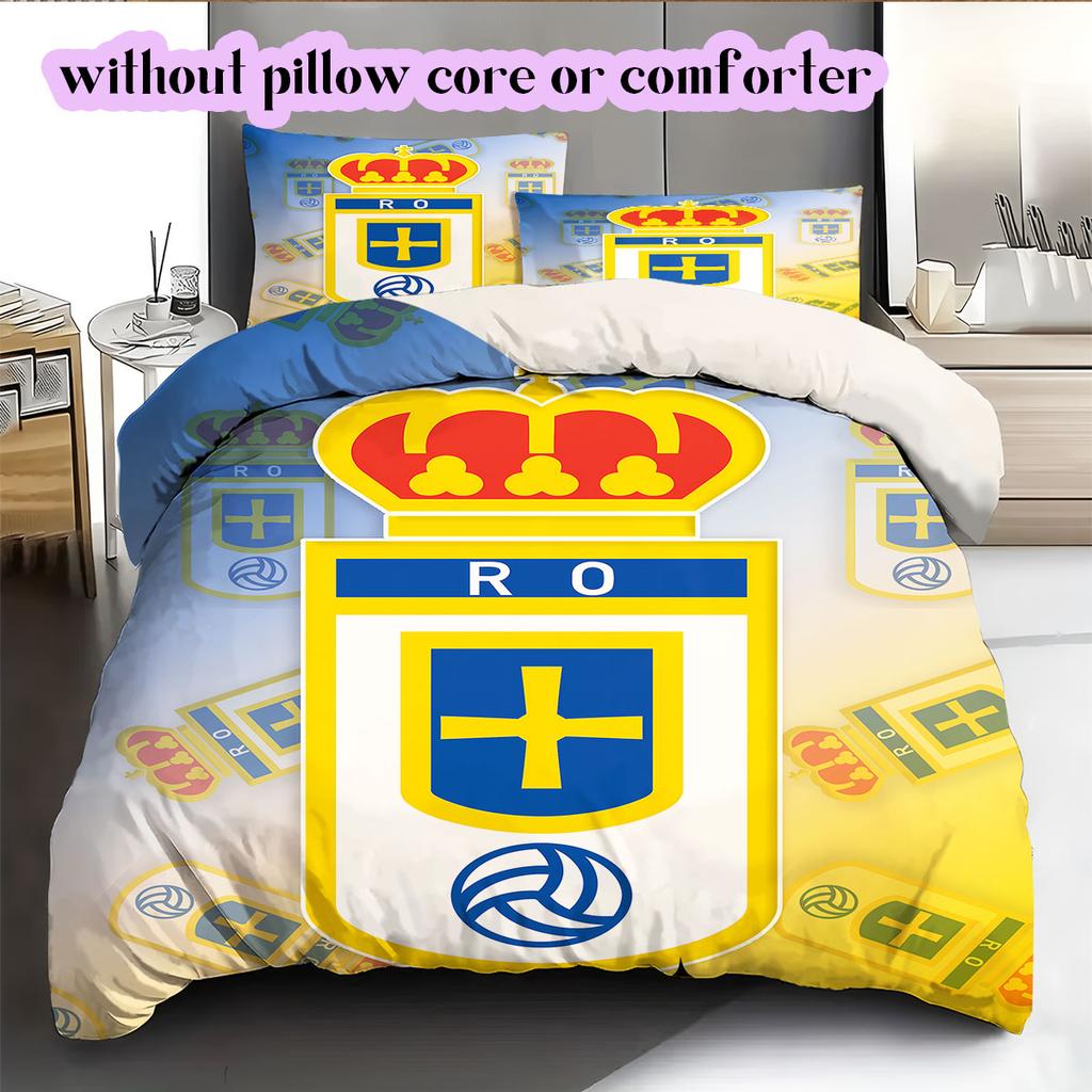 Biancheria da letto con motivo Real Oviedo, Set piumone Copripiumino Federa Regalo di Compleanno per la Casa (1*copripiumino+2*federe,senza imbottitura)