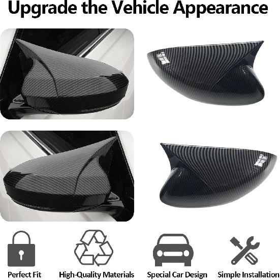 for Nissan Altima 2019-2024 & Sentra 2020-2024 Ox Horn Rear View Side Mirror Cover Car Side Rear View Mirror Guard Cover Auto Exterior Decoration