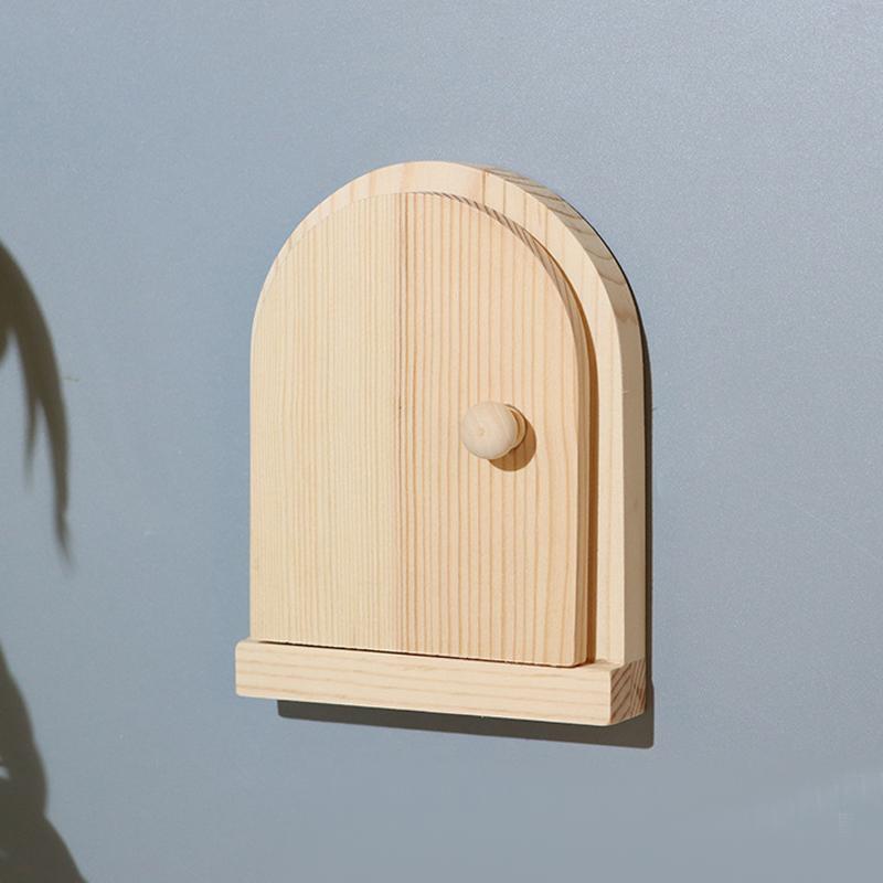 Fairy Cottage Wooden Miniature Dollhouse The Elf'S Fairy Door Mini Doors For Outdoor Yard Garden Elf Craft Decoration