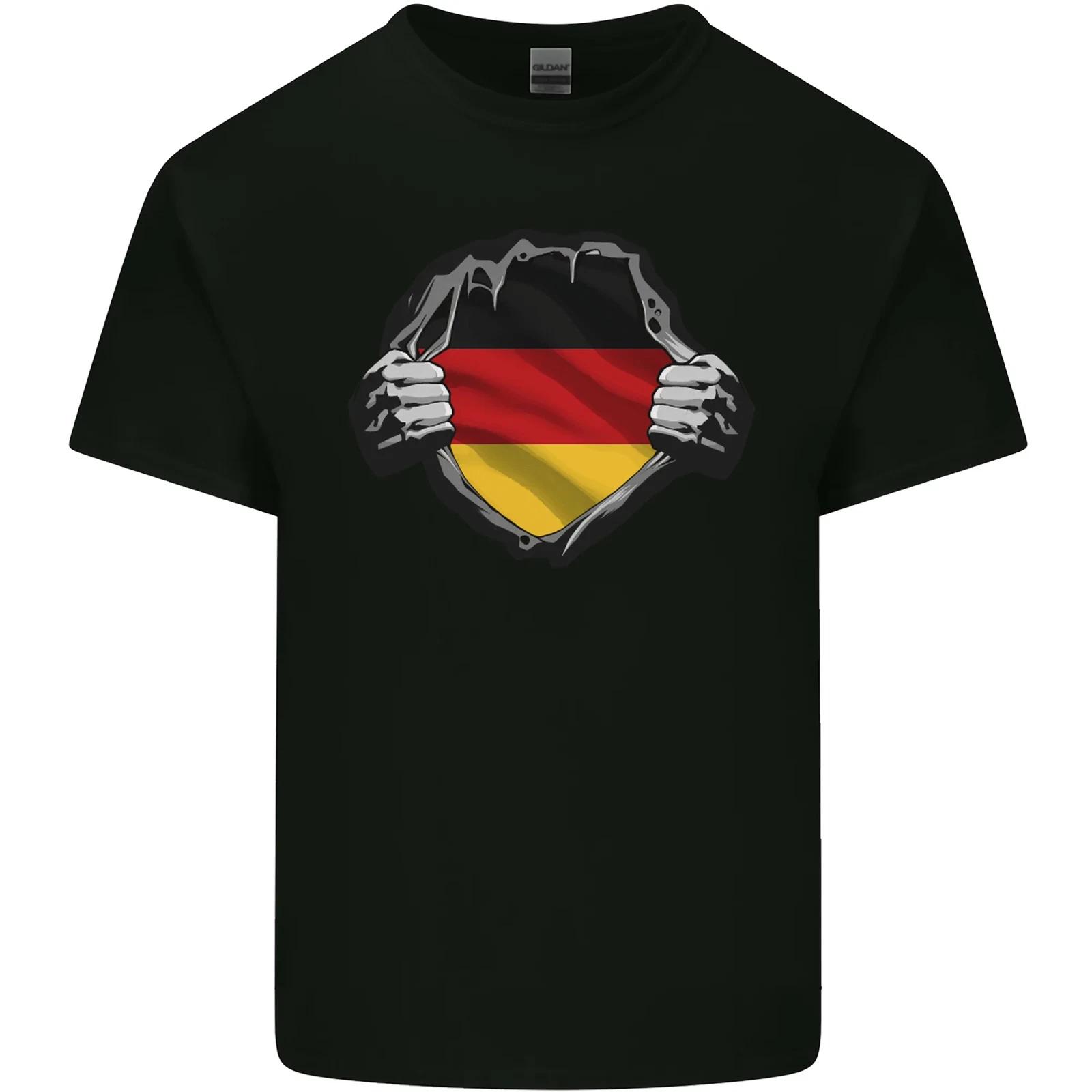 German Flag Ripped Torn Gym Germany Kids T-Shirt Childrens 3XL