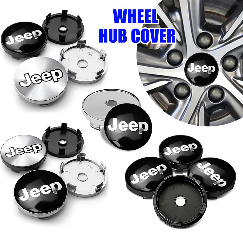 For Jeep 4pcs 60mm Car Wheel Center Cover Hub Cap Auto Decoration Accessories Grand Cherokee Patriot Renegade Compass Wrangler