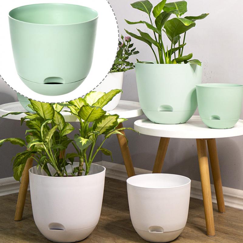 2 Pcs Outdoor Large Self Watering Flower Pot Plant Saucers for Outdoors Planter with Drainage Holes
