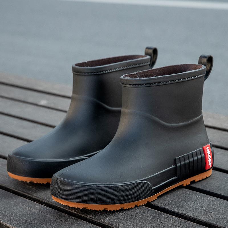 Rain shoes thick-soled non-slip women's medium tube rain boots kitchen outdoor fishing car wash waterproof medium tube glue women's shoes