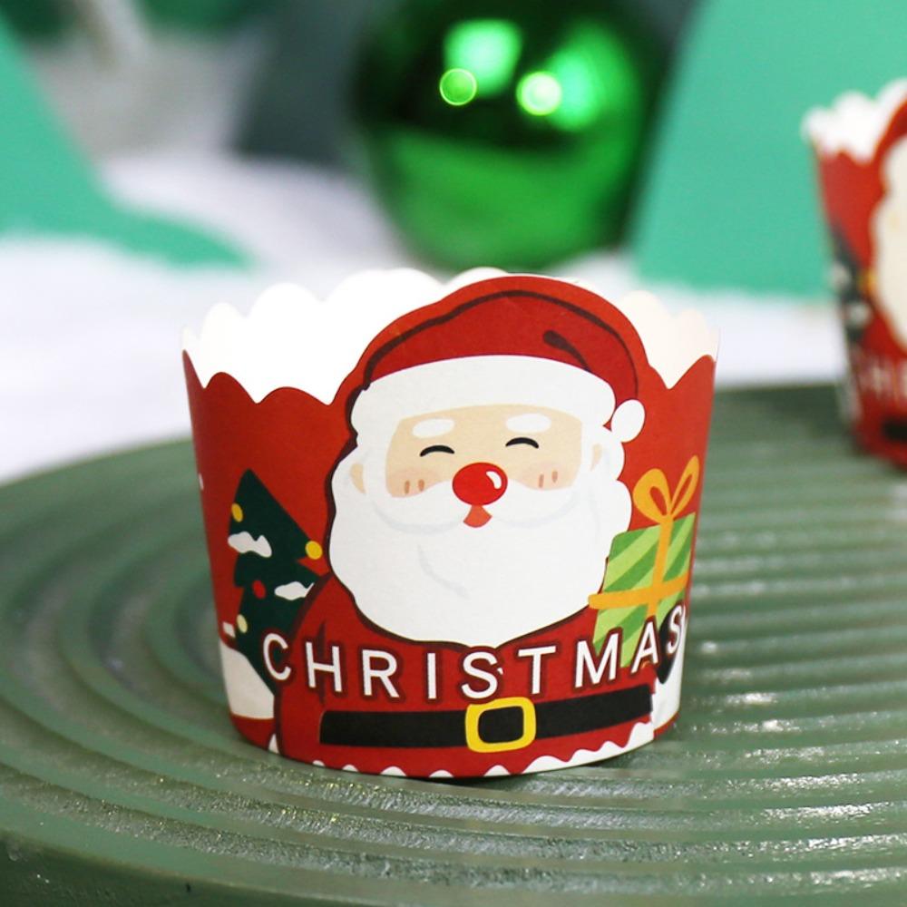 50 Stück Papier Weihnachten Cupcake Wrapper Weihnachtsmann Elch Schneemann Pinguin Muffin Cupcake Liner DIY