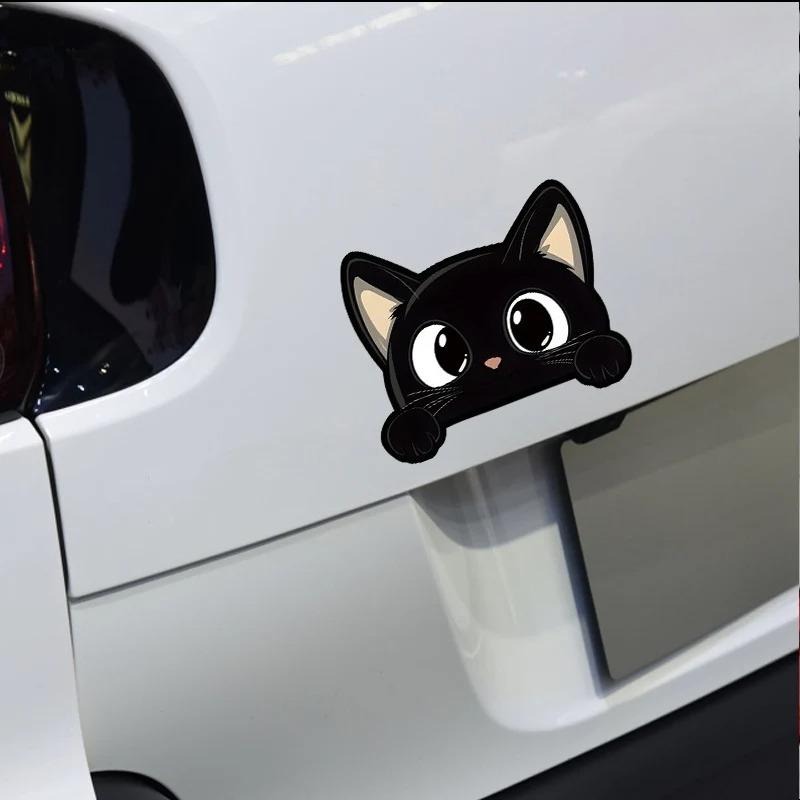Black Kitten Cartoon Car Sticker Vinyl Decal Waterproof Scratch Cover Cute Animal Design for Auto Motorcycle Vehicle Body