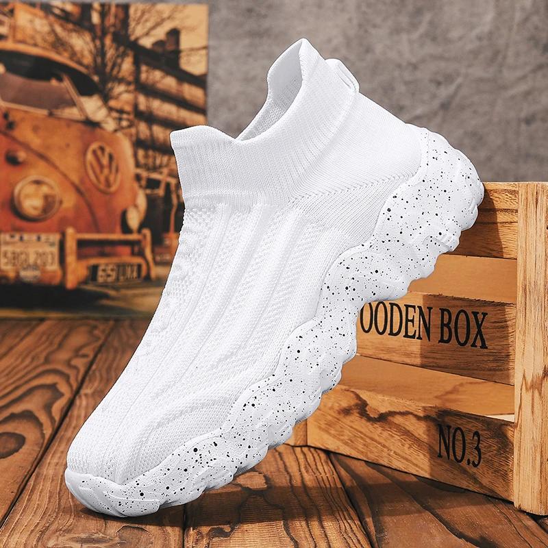 Men Shoes New Comfortable High-top Walking Shoes Women Lightweight Fashion Casual Sneakers Breathable Slip On Mens Loafers Black