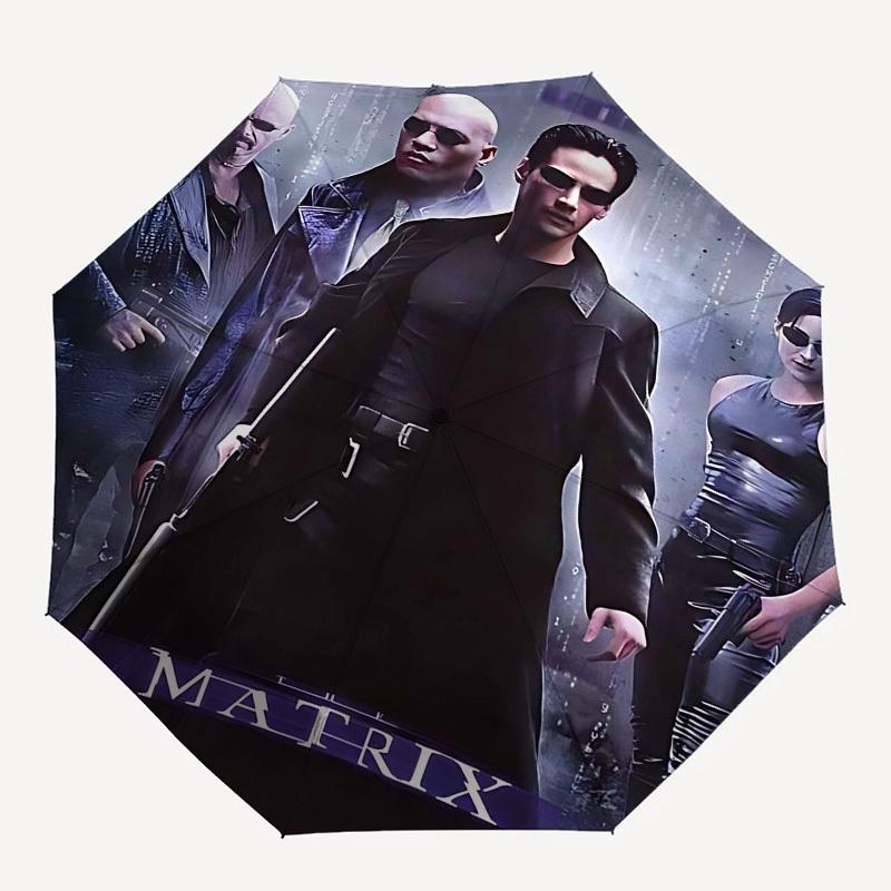

1pc Keanu Reeves Laurence Fishburne Automatic Folding Umbrella - Compact 8-Rib Design, Durable Plastic & Iron1123L